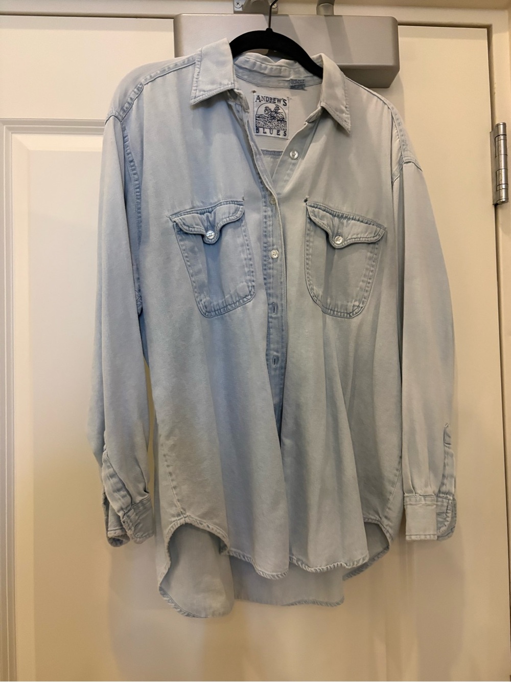 Vintage Light Blue Denim Button-Down Shirt